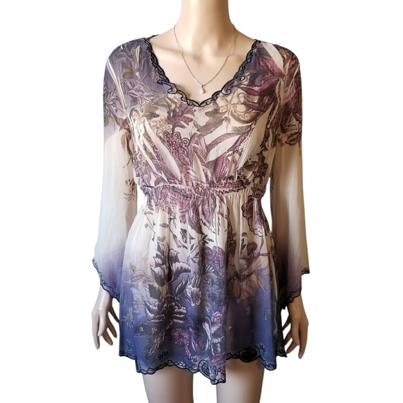 cleo Tops - Vintage Cleo Flowy Floral Top